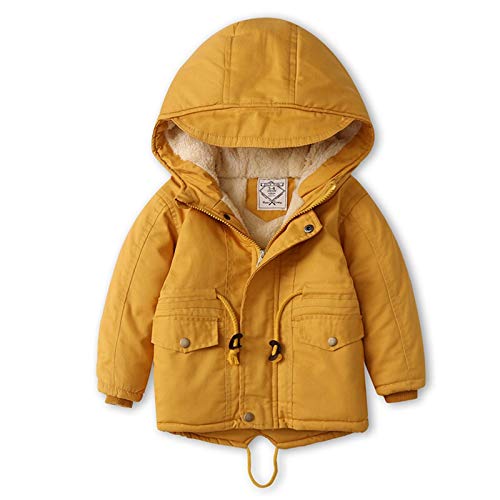 Chaqueta ultraligera, cálida y cortaviento Chaqueta de algodón con capucha con capucha con capucha for niños de invierno Capa de rompevientos y niñas Chaqueta de algodón de longitud media de longitud