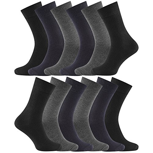 Charles Wilson Lote 12 Pares Calcetines Básicos (6-8.5, Assorted Dark (0619))