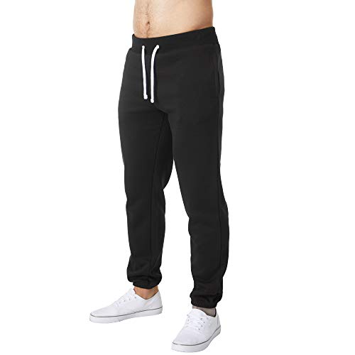 Charles Wilson Pantalón Deportivo Polar Mezcla de Algodón para Hombre (Medium, Black (0619))