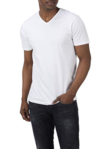 Charles Wilson Paquete 4 Camisetas Elásticas Elastano Cuello Pico (Medium, Essentials 63)