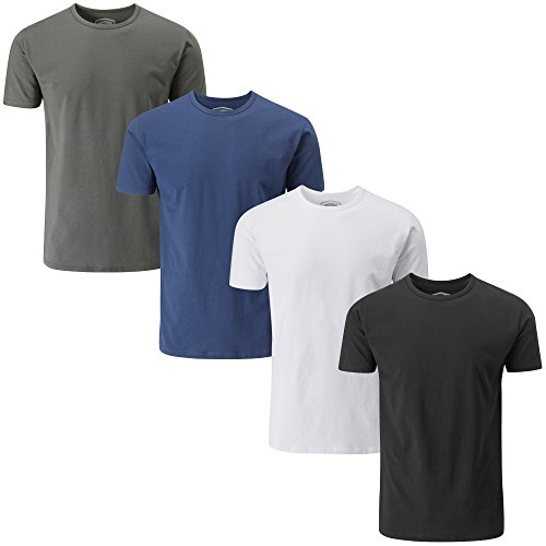 Charles Wilson Paquete 4 Camisetas Elásticas Elastano Cuello Redondo (Large, Essentials 63)