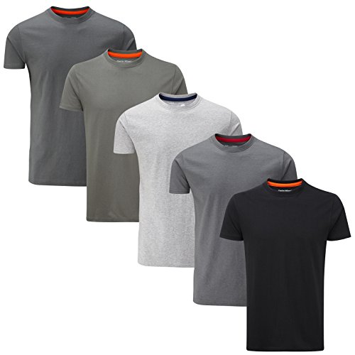 Charles Wilson Paquete 5 Camisetas Cuello Redondo Lisas (Small, Monochrome)