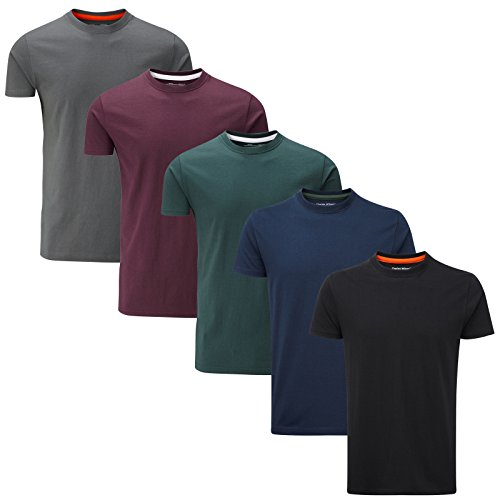 Charles Wilson Paquete 5 Camisetas Cuello Redondo Lisas (X-Large, Dark Essentials)