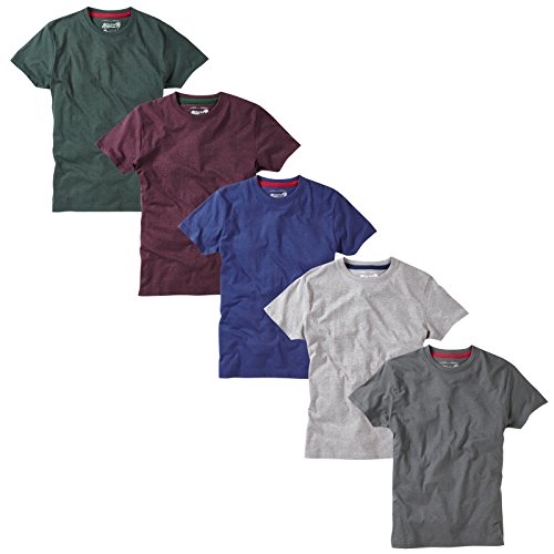 Charles Wilson Paquete 5 Camisetas Cuello Redondo Lisas (X-Large, Mixed Melange)