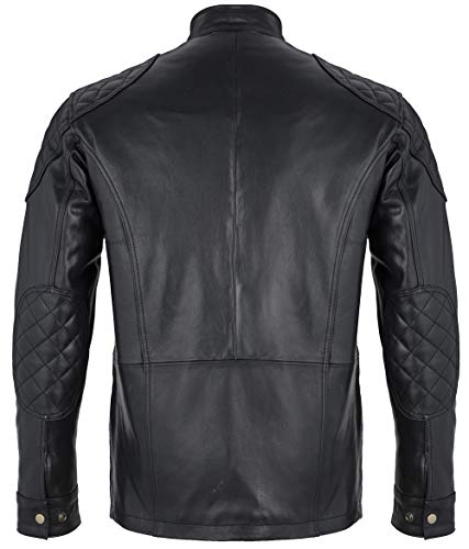 Charlie LONDON Chaqueta larga para hombre de piel negra suave para motociclista, chaqueta de tres cuartos de brontes