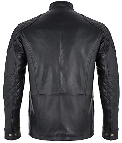 Charlie LONDON Chaqueta larga para hombre de piel negra suave para motociclista, chaqueta de tres cuartos de brontes Charlie LONDON Chaqueta larga para hombre de piel negra suave para motociclista, chaqueta de tres cuartos de brontes