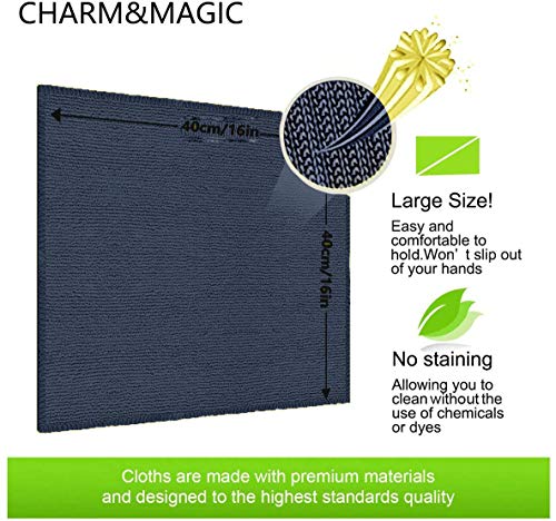 CHARM & MAGIC Paños de Limpieza de Microfibra para Polvo Cocina Cuadros Espejos Oficina Coche Pack de 10 (30 x 40 cm) CHARM & MAGIC Paños de Limpieza de Microfibra para Polvo Cocina Cuadros Espejos Oficina Coche Pack de 10 (30 x 40 cm)