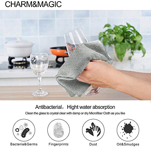 CHARM & MAGIC Paños de Limpieza de Microfibra para Polvo Cocina Cuadros Espejos Oficina Coche Pack de 10 (30 x 40 cm) CHARM & MAGIC Paños de Limpieza de Microfibra para Polvo Cocina Cuadros Espejos Oficina Coche Pack de 10 (30 x 40 cm)
