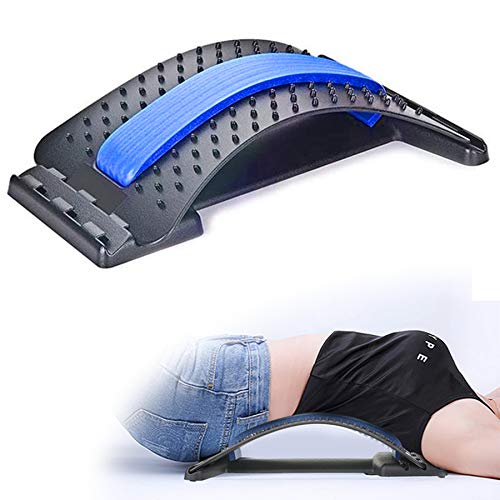 Charminer Dispositivo de Estiramiento Lumbar,3 Niveles Ajustables Masajeador Lumbar de Espalda Soporte Lumbar para Aliviar el Dolor y Lesiones Corrector de Postura Soporte para Estiramiento