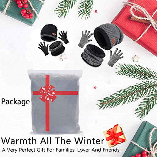 CheChury Bufanda Gorro Guantes Beanie Unisexo Set de Bufanda Conjunto de Guantes Táctiles Antideslizante Punto Sombreros Invierno Regalos Hombre Mujer CheChury Bufanda Gorro Guantes Beanie Unisexo Set de Bufanda Conjunto de Guantes Táctiles Antideslizante Punto Sombreros Invierno Regalos Hombre Mujer