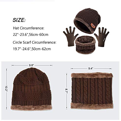 CheChury Bufanda Gorro Guantes Beanie Unisexo Set de Bufanda Conjunto de Guantes Táctiles Antideslizante Punto Sombreros Invierno Regalos Hombre Mujer