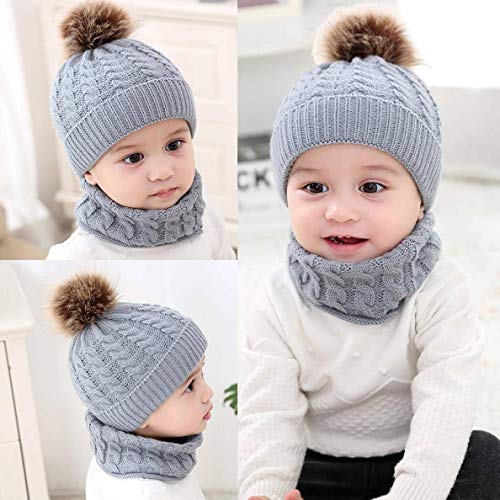 CheChury Niños Sombrero y Bufanda Conjunto Unisex Niños Niñas Invierno Bebe Gorros con Pompon Y Bufanda de Punto Cuello Redondo para 0-24 Meses Niña Niño CheChury Niños Sombrero y Bufanda Conjunto Unisex Niños Niñas Invierno Bebe Gorros con Pompon Y Bufanda de Punto Cuello Redondo para 0-24 Meses Niña Niño