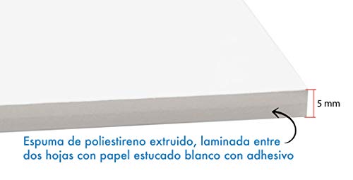 Chely Intermarket carton pluma adhesivo A3 blanca con espesor de 5mm/10 unidades/, foam board rectangular para manualidades, foto o soporte(541-A3*10-0,95)