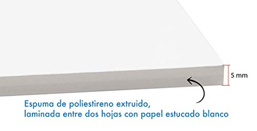 Chely Intermarket carton pluma blanco A4 con espesor de 5mm/10 unidades/foam board rectangular para manualidades, foto o soporte (540-A4*10-0,45)
