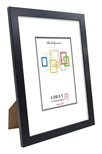 Chely Intermarket, Marco de Fotos 15x20cm (Negro) MOD-254 (Pack de 4 uds), Hecho de Madera, Ancho de Bastidor 1,20cm con Acabado Elegante | Marco para títulos y certificados (254-15x20*4-0,30)