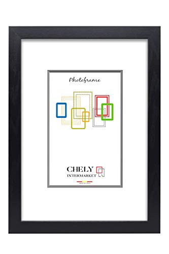 Chely Intermarket, Marco de Fotos 15x20cm (Negro) MOD-254 (Pack de 4 uds), Hecho de Madera, Ancho de Bastidor 1,20cm con Acabado Elegante | Marco para títulos y certificados (254-15x20*4-0,30)