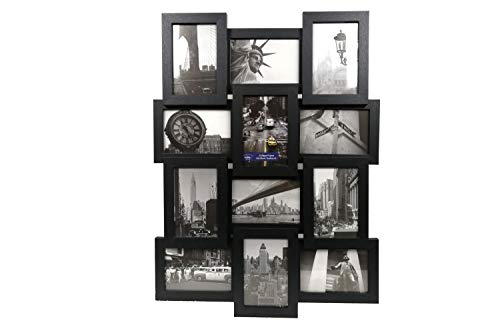 Chely Intermarket Marcos de Fotos múltiples para Pared de 12 Fotos de 10x15 cm (Negro) | MOD-3625, Hecho Madera. Ya montado, para Uso inmediato,Ideal para Colecciones de Fotos.(3625-10x15-2,35)