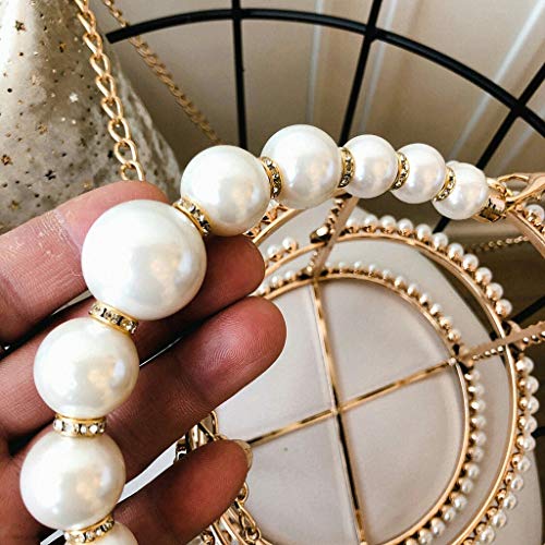 CHEN Bolso de Cena Bolso de Perlas Hecho a Mano Bolso de Jaula Madre de aleación Bolso de Hombro Rojo Neto Bolso de Hombro Mujer (Color : White) CHEN Bolso de Cena Bolso de Perlas Hecho a Mano Bolso de Jaula Madre de aleación Bolso de Hombro Rojo Neto Bolso de Hombro Mujer (Color : White)