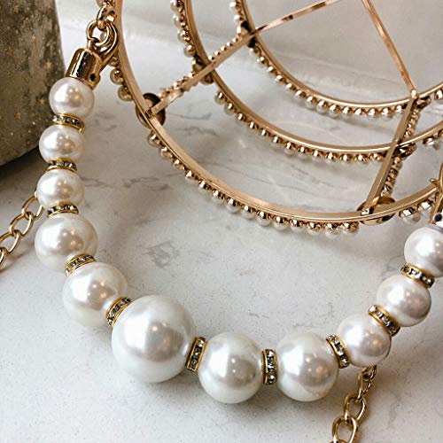 CHEN Bolso de Cena Bolso de Perlas Hecho a Mano Bolso de Jaula Madre de aleación Bolso de Hombro Rojo Neto Bolso de Hombro Mujer (Color : White) CHEN Bolso de Cena Bolso de Perlas Hecho a Mano Bolso de Jaula Madre de aleación Bolso de Hombro Rojo Neto Bolso de Hombro Mujer (Color : White)