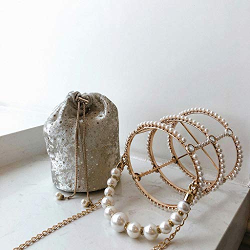 CHEN Bolso de Cena Bolso de Perlas Hecho a Mano Bolso de Jaula Madre de aleación Bolso de Hombro Rojo Neto Bolso de Hombro Mujer (Color : White) CHEN Bolso de Cena Bolso de Perlas Hecho a Mano Bolso de Jaula Madre de aleación Bolso de Hombro Rojo Neto Bolso de Hombro Mujer (Color : White)