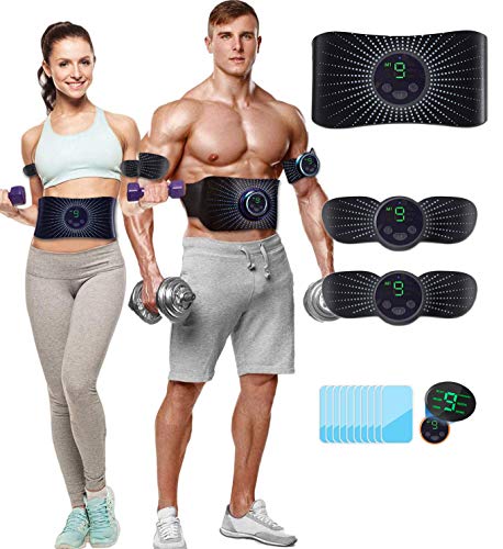 CHENAN Electroestimulador Muscular Abdominales Aparatos para Hacer Ejercicio casa,Abdominales electroestimulacion,USB Recargable EMS Estimulador,Gym en casa,Tóner Muscular Pantalla LCD