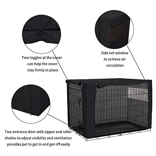 chengsan Funda para jaula de perro para cajas de alambre, poliéster duradero, resistente al viento, fundas para caseta de mascotas (48 pulgadas) chengsan Funda para jaula de perro para cajas de alambre, poliéster duradero, resistente al viento, fundas para caseta de mascotas (48 pulgadas)