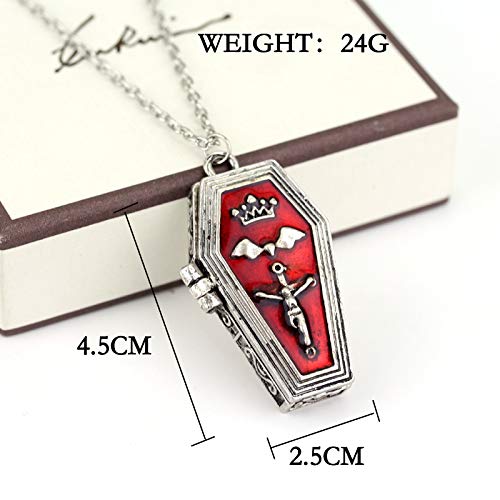 chenran Accesorios Gótica roja esmaltada Vampiro Hallowee Bat Cruz Caja Abierta Ataúd Ataúd Punk de la Vendimia refrescan el Collar Pendiente del Vampiro Jesús Ataúd Regalo