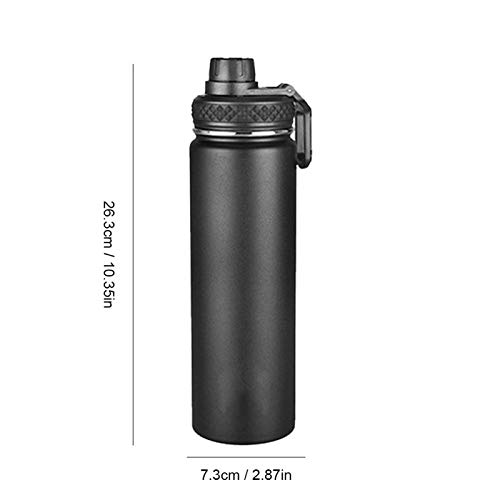 CHENXU Taza Termica con Tapa Botella de Agua de Acero Inoxidable, de Doble Pared con Aislamiento en vacío, Perfecta for Viajar con Fugas Boquilla Tapa de la Prueba, de Gran Capacidad-Negro