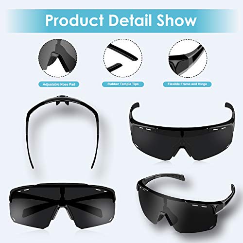 CHEREEKI Gafas Ciclismo Hombre Polarizadas, Gafas Running Gafas mtb Polarizadas UV400 Protección, Gafas Deportivas para Deportes al Aire (Negro)