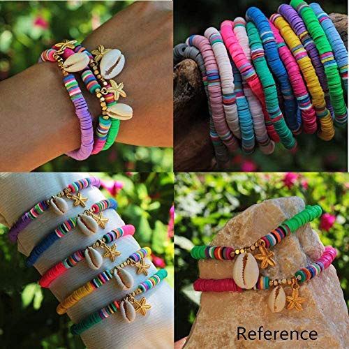 Cheriswelry 5700pcs Kits de cuentas de arcilla polimérica redondas planas de 4 mm con 15 colores Disco Heishi Beads Starfish Charms Cowrie Shell Beads Hilo de abalorios para hacer joyas Cheriswelry 5700pcs Kits de cuentas de arcilla polimérica redondas planas de 4 mm con 15 colores Disco Heishi Beads Starfish Charms Cowrie Shell Beads Hilo de abalorios para hacer joyas