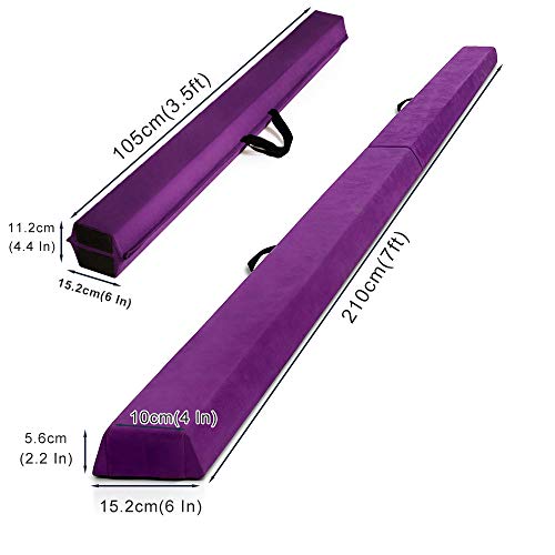 Cherryou Gimnasia Plegable Equilibrio Beam para Gimnasio en casa Entrenamiento EVA Púrpura