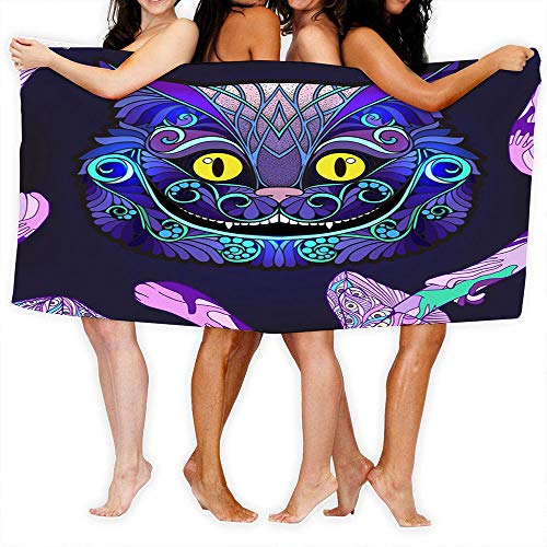 Cheshire Cat Head Fairy Tale Animals Alice Microfibra Secado rápido Toallas de playa 31 "X 51", Toalla súper absorbente, Toalla sin arena, Para niños, Adolescentes, Adultos, Viajes, Gimnasio, Camping,