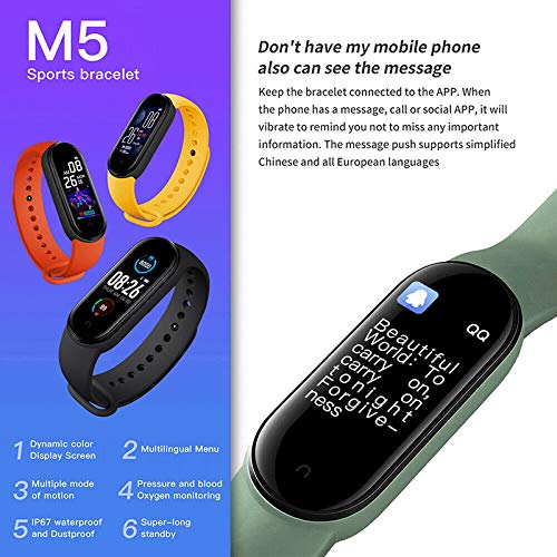 CHEYENNE M5 - Pulsera inteligente deportiva con seguimiento de actividades, detector con frecuencia cardíaca, impermeable, IP67, para dormir, hombres y mujeres, Android iOS(morado)