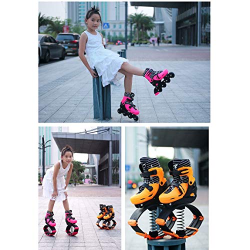 CHHBOXCHH Jumps Rebound Shoes Power ，Botas Infantiles De Salto para Fitness，Jumper Dureza Light De 20 A 70 Kg De Peso，Un Zapato De Doble Uso,Pink-M