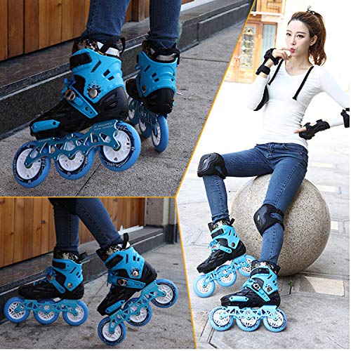 CHHBOXCHH Patines En LíNea para Adulto Adolescentes Mujer Y Hombre，Mujeres Patines De Ruedas Adultos，Patines En Paralelo 4 Rueda，DiseñAdo con Tres Ruedas Grandes,White-40