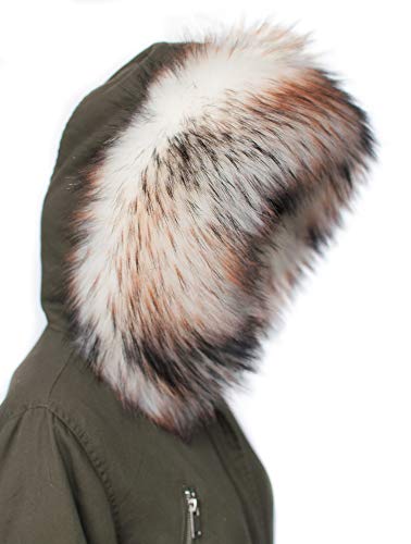 Chic Vibe - Chal de piel sintética, cuello de imitación de pelo de zorro, para capucha, lavable Patrón de tortuga. 75 cm