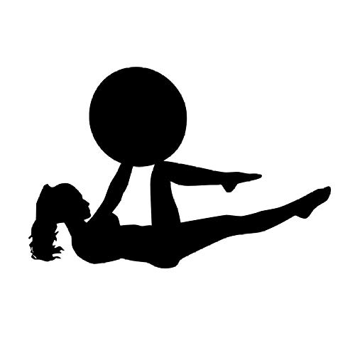 Chica Con Una Pelota Pilates Fitness Tatuajes De Pared Arte Yoga Deportes Ejercicio Gimnasio Papel Tapiz Vinilo Removible Adhesivo De Pared-86Cm X 58Cm