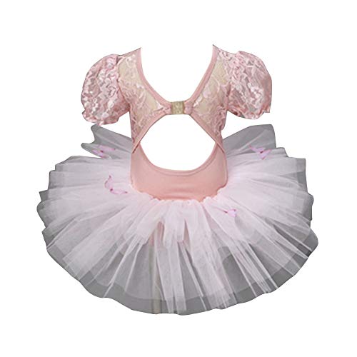 Chicas Tul Danza Maillot de Ballet Vestido de Tutu Falda Leotardo con Braguita Interior Tirantes Cruzadas Baile Trajes de Rendimiento PPLace7066 110