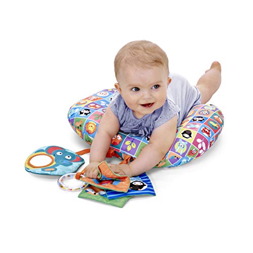 Chicco Boppy - Cojín ergonómico con actividades - Alfombra y gimnasio de juegos bebés - colores animales