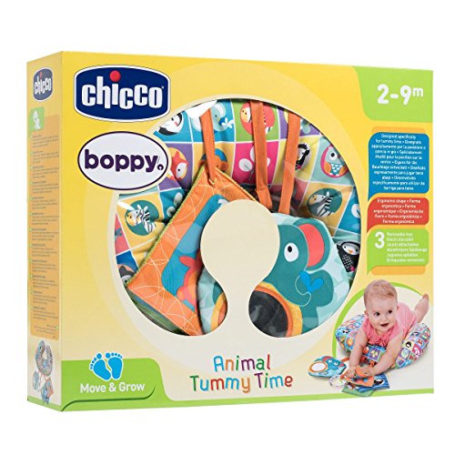 Chicco Boppy - Cojín ergonómico con actividades - Alfombra y gimnasio de juegos bebés - colores animales