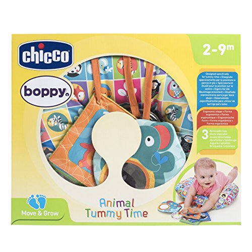 Chicco Boppy - Cojín ergonómico con actividades - Alfombra y gimnasio de juegos bebés - colores animales