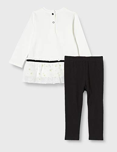 Chicco Completino T-Shirt Manica Lunga + Leggings Traje- Juego de Vestimenta, Blanco y Negro, 62 para Bebés