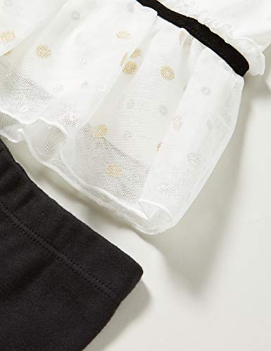 Chicco Completino T-Shirt Manica Lunga + Leggings Traje- Juego de Vestimenta, Blanco y Negro, 62 para Bebés