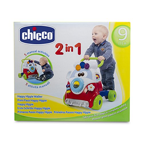 Chicco- Happy Big & Small Andador Primeros Pasos con Actividades manuales, Divertido diseño Hippy, Multicolor, 33 x 42.5 x 37 cm (00005905100000)
