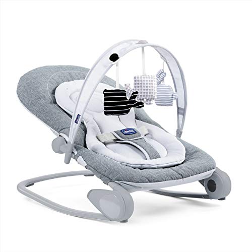 Chicco Hoopla - Hamaca con arco de juegos, sistema balancín y reductor, de 0 a 18 kg, color gris vaquero (Titanium) Chicco Hoopla - Hamaca con arco de juegos, sistema balancín y reductor, de 0 a 18 kg, color gris vaquero (Titanium)