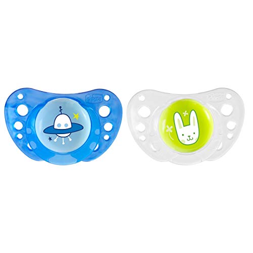 Chicco Physio Air - Pack de 2 chupetes de silicona para 16 - 36 meses, modelos aleatorios, color azul Chicco Physio Air - Pack de 2 chupetes de silicona para 16 - 36 meses, modelos aleatorios, color azul