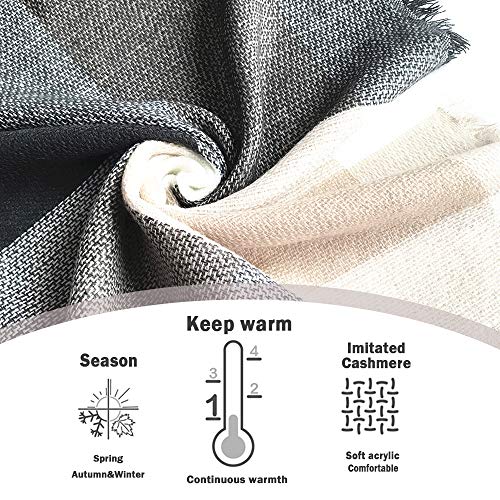 Chickwin Color Sólido Bufanda Mujer Bufanda del Mantón Suave Otoño invierno Caliente Mantas Cozy Pashmina Moda Señoras Elegante Estolas Fular Bufandas Largas Chal Cálido (200x70cm,Harina de avena)