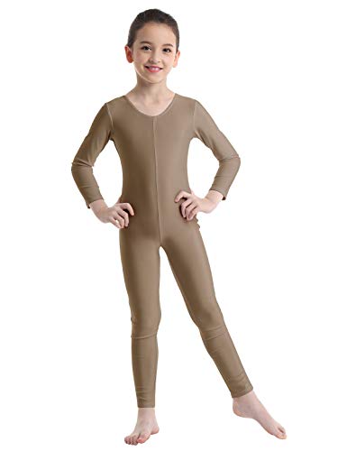 CHICTRY Bodies Jumpsuit Mono para Danza Gimnasia Leotardo Body Maillot Manga Larga para Ballet Deporte Niñas Niños Unitard Dancewear 5-12 Años (5-6 años, Marrón)