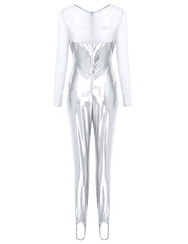 CHICTRY Body de Charol Metálico Mujer Sexy Mono sin Mangas Maillot Brillante Bodysuit Malla Lencería Leotardo Gimnasia Discoteca Clubwear Plateado Small CHICTRY Body de Charol Metálico Mujer Sexy Mono sin Mangas Maillot Brillante Bodysuit Malla Lencería Leotardo Gimnasia Discoteca Clubwear Plateado Small