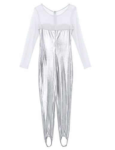 CHICTRY Body de Charol Metálico Mujer Sexy Mono sin Mangas Maillot Brillante Bodysuit Malla Lencería Leotardo Gimnasia Discoteca Clubwear Plateado Small CHICTRY Body de Charol Metálico Mujer Sexy Mono sin Mangas Maillot Brillante Bodysuit Malla Lencería Leotardo Gimnasia Discoteca Clubwear Plateado Small